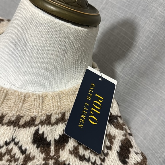 Gorgeous NWT RL Polo Wool Vintage Vibes Nordic Print Sweater-Sz S-Cream/Brown - Picture 2 of 16